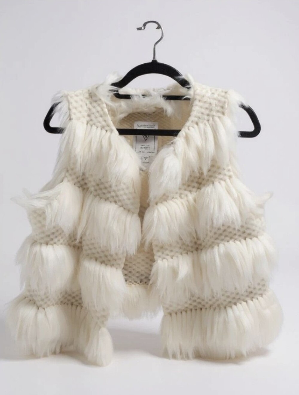 Guess White Faux Fur Vest Size Small S